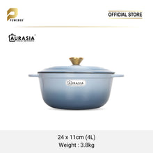 Load image into Gallery viewer, Aurasia Enamelled Cast Iron 24cm Casserole / Pot - Ash Blue