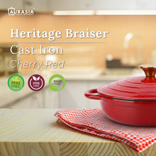 Load image into Gallery viewer, Aurasia Heritage Cast Iron Braiser 32cm - Cherry Red