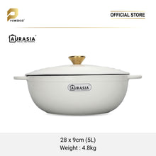 Load image into Gallery viewer, Aurasia Enamelled Cast Iron 28cm Deep Wokpan - Cotton White