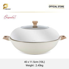 Load image into Gallery viewer, Cuisineur Grande Wok 40cm (White) IH Die-Cast ceramic coating