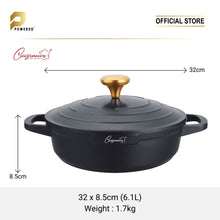 Load image into Gallery viewer, (NEW) Cuisineur Midnight Black IH Die-Cast Low Casserole (32cm Low casserole)