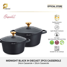 Load image into Gallery viewer, (NEW) Cuisineur Midnight Black IH 2pcs Die-Cast Casserole set (24cm casserole + 20cm casserole) SET PERIUK