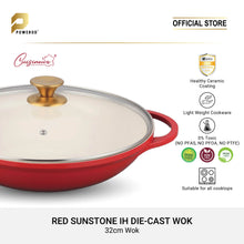 Load image into Gallery viewer, (NEW) 2024 Cuisineur Red Sunstone IH Die Cast 32cm wok