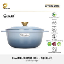 Load image into Gallery viewer, Aurasia Enamelled Cast Iron 24cm Casserole / Pot - Ash Blue