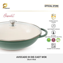 Load image into Gallery viewer, (NEW) Cuisineur Avocado IH 36cm Die-Cast Wok (Ceramic Non-stick coating)