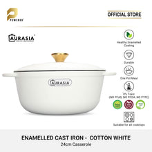 Load image into Gallery viewer, Aurasia Enamelled Cast Iron 24cm Casserole / Pot - Cotton White