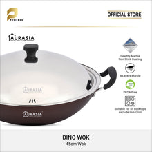 Load image into Gallery viewer, Aurasia Dino 45cm Non-Stick Wok Cookware Kitchenware Stainless Steel Dome Lid