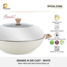 Load image into Gallery viewer, Cuisineur Grande Wok 40cm (White) IH Die-Cast ceramic coating