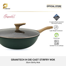 Load image into Gallery viewer, NEW) Cuisineur Granitech IH Die-Cast 30cm StirFry Wok with glasslid