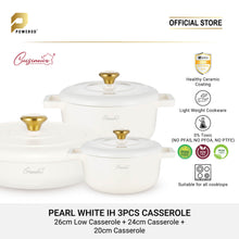 Load image into Gallery viewer, Cuisineur Pearl White IH 3pcs Cookware set