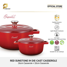 Load image into Gallery viewer, Cuisineur Sunstone RED IH 2pcs Die-cast Casserole Set