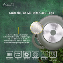 Load image into Gallery viewer, Cuisineur Pine Green IH 32cm Die-Cast Wok with Tempered glass lid (KUALI 32cm) non-stick