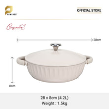 Load image into Gallery viewer, (NEW) Cuisineur Pine Beige IH 2pcs Die-Cast Casserole set (28cm Low casserole + 20cm casserole) SET PERIUK