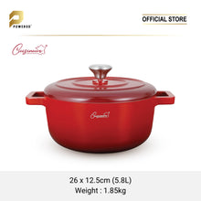 Load image into Gallery viewer, Cuisineur Sunstone RED IH 2pcs Die-cast Casserole Set