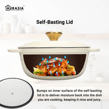 Load image into Gallery viewer, Aurasia Enamelled Cast Iron 28cm Deep Wokpan - Sweet Bloom (Cream)