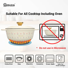 Load image into Gallery viewer, Aurasia Enamelled Cast Iron 28cm Deep Wokpan - Sweet Bloom (Cream)