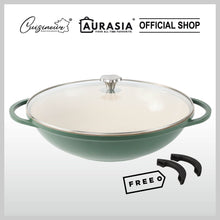 Load image into Gallery viewer, (NEW) Cuisineur Avocado IH 36cm Die-Cast Wok (Ceramic Non-stick coating)
