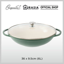 Load image into Gallery viewer, (NEW) Cuisineur Avocado IH 36cm Die-Cast Wok (Ceramic Non-stick coating)
