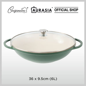 (NEW) Cuisineur Avocado IH 36cm Die-Cast Wok (Ceramic Non-stick coating)