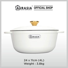 Load image into Gallery viewer, Aurasia Enamelled Cast Iron 24cm Casserole / Pot - Cotton White
