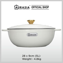 Load image into Gallery viewer, Aurasia Enamelled Cast Iron 28cm Deep Wokpan - Cotton White
