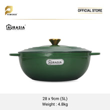 Load image into Gallery viewer, Aurasia Enamelled Cast Iron 28cm Deep Wokpan - Forest Green
