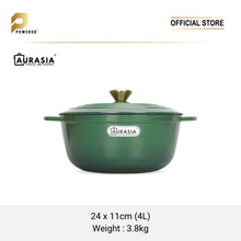 Load image into Gallery viewer, Aurasia Enamelled Cast Iron 24cm Casserole / Pot - Forest Green
