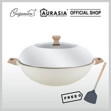 Load image into Gallery viewer, Cuisineur Grande Wok 40cm (White) IH Die-Cast ceramic coating
