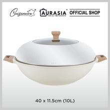 Load image into Gallery viewer, Cuisineur Grande Wok 40cm (White) IH Die-Cast ceramic coating
