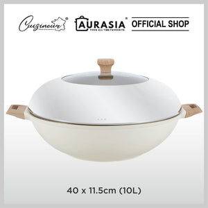 Cuisineur Grande Wok 40cm (White) IH Die-Cast ceramic coating