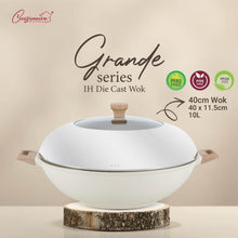 Load image into Gallery viewer, Cuisineur Grande Wok 40cm (White) IH Die-Cast ceramic coating
