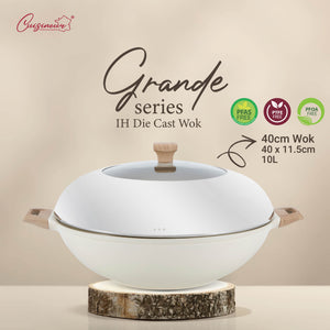 Cuisineur Grande Wok 40cm (White) IH Die-Cast ceramic coating