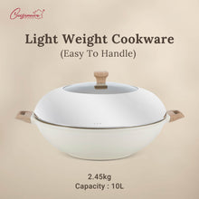 Load image into Gallery viewer, Cuisineur Grande Wok 40cm (White) IH Die-Cast ceramic coating
