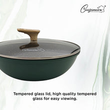 Load image into Gallery viewer, NEW) Cuisineur Granitech IH Die-Cast 30cm StirFry Wok with glasslid
