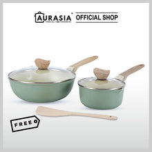 Load image into Gallery viewer, (SABAH ONLY) Aurasia Natura 2pcs Die-Cast cookware set - NEW (CERAMIC COATING) With Handle
