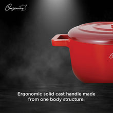 Load image into Gallery viewer, Cuisineur Red Sunstone IH Die-cast 2pcs Low Casserole SET
