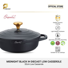 Load image into Gallery viewer, (NEW) Cuisineur Midnight Black IH Die-Cast Low Casserole (32cm Low casserole)

