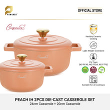 Load image into Gallery viewer, (NEW) Cuisineur Peach IH 2pcs Die-Cast Casserole set (Ceramic Non-stick coating)
