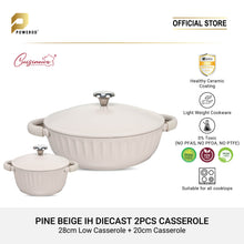 Load image into Gallery viewer, (NEW) Cuisineur Pine Beige IH 2pcs Die-Cast Casserole set (28cm Low casserole + 20cm casserole) SET PERIUK
