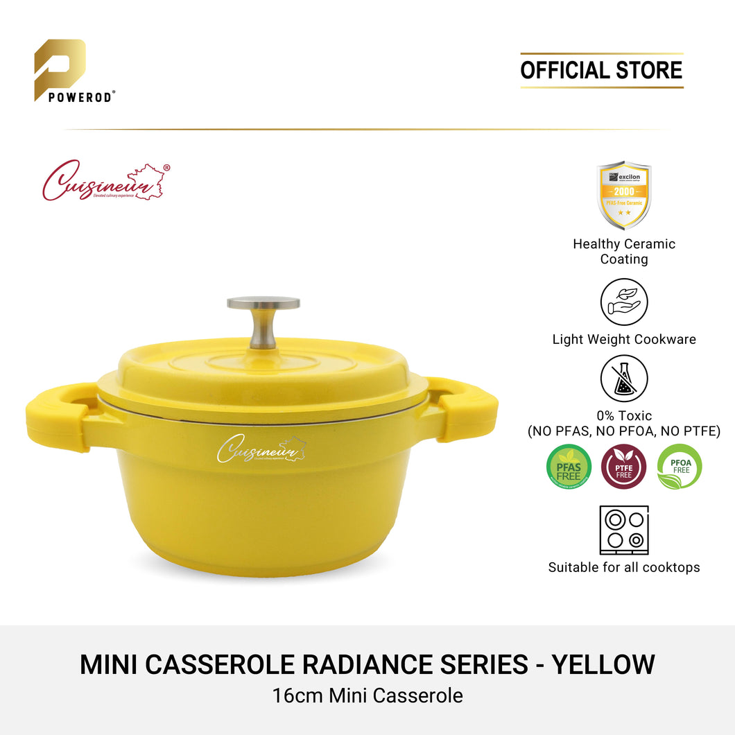 Cuisineur Radiance Die-Cast Mini Casserole 16cm Ceramic Coating Non-Stick Pot - Yellow