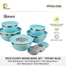 Load image into Gallery viewer, (SABAH ONLY) Aurasia 5pcs Classy Mixing Bowl set (TIFFANY BLUE)
