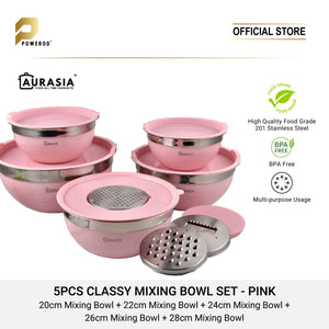 (SABAH ONLY) Aurasia 5pcs Classy Mixing Bowl set (PINK)
