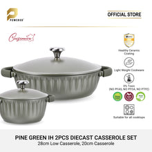 Load image into Gallery viewer, Cuisineur Pine Green IH 2pcs Die-Cast Casserole set (28cm Low Casserole + 20cm Casserole) SET PERIUK
