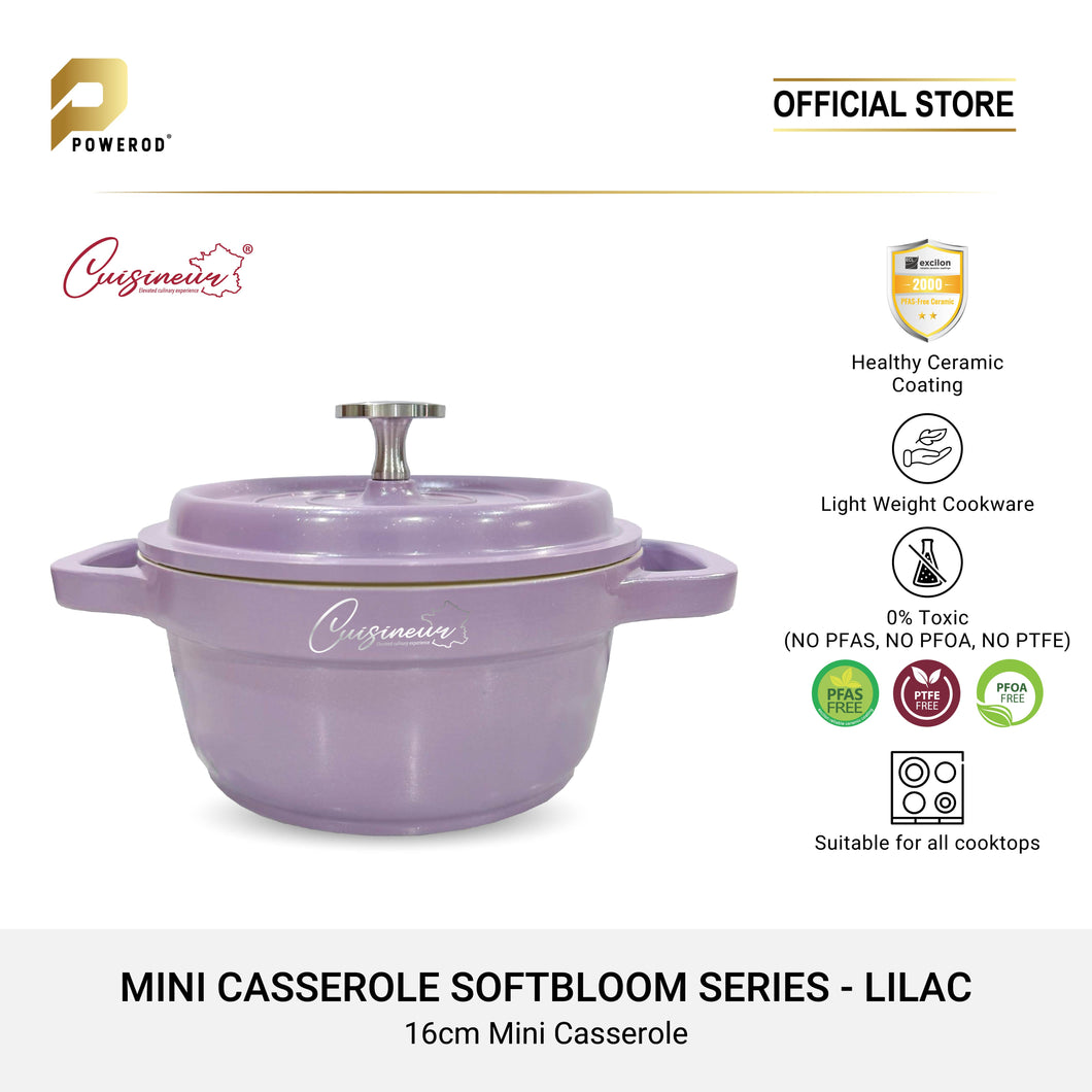 Cuisineur Die-Cast Mini Casserole 16cm Ceramic Coating Non-Stick Pot - Lilac