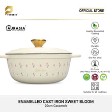 Load image into Gallery viewer, Aurasia Enamelled Cast Iron 20cm Casserole / Pot - Sweet Bloom (Cream)

