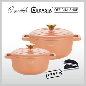 (NEW) Cuisineur Peach IH 2pcs Die-Cast Casserole set (Ceramic Non-stick coating)