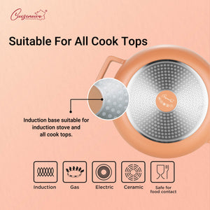 (NEW) Cuisineur Peach IH 2pcs Die-Cast Casserole set (Ceramic Non-stick coating)