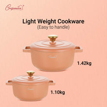 Load image into Gallery viewer, (NEW) Cuisineur Peach IH 2pcs Die-Cast Casserole set (Ceramic Non-stick coating)
