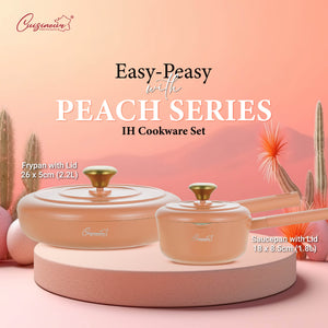 (NEW) Cuisineur Peach IH 2pcs Die-Cast Pan set (Ceramic Non-stick coating)