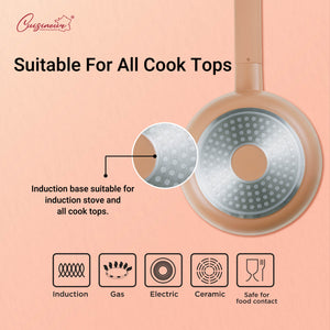 (NEW) Cuisineur Peach IH 2pcs Die-Cast Pan set (Ceramic Non-stick coating)